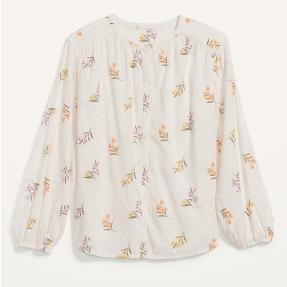 Old Navy Oversized Floral Clip-Dot Blouse Medium